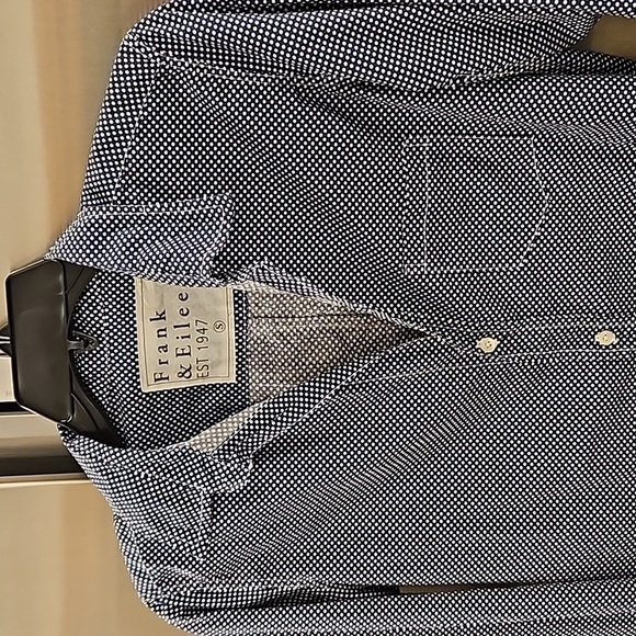 💕FRANK & EILEEN💕 Barry Woven Button Up Blouse - Navy Polka Dots Print Small - Picture 10 of 16